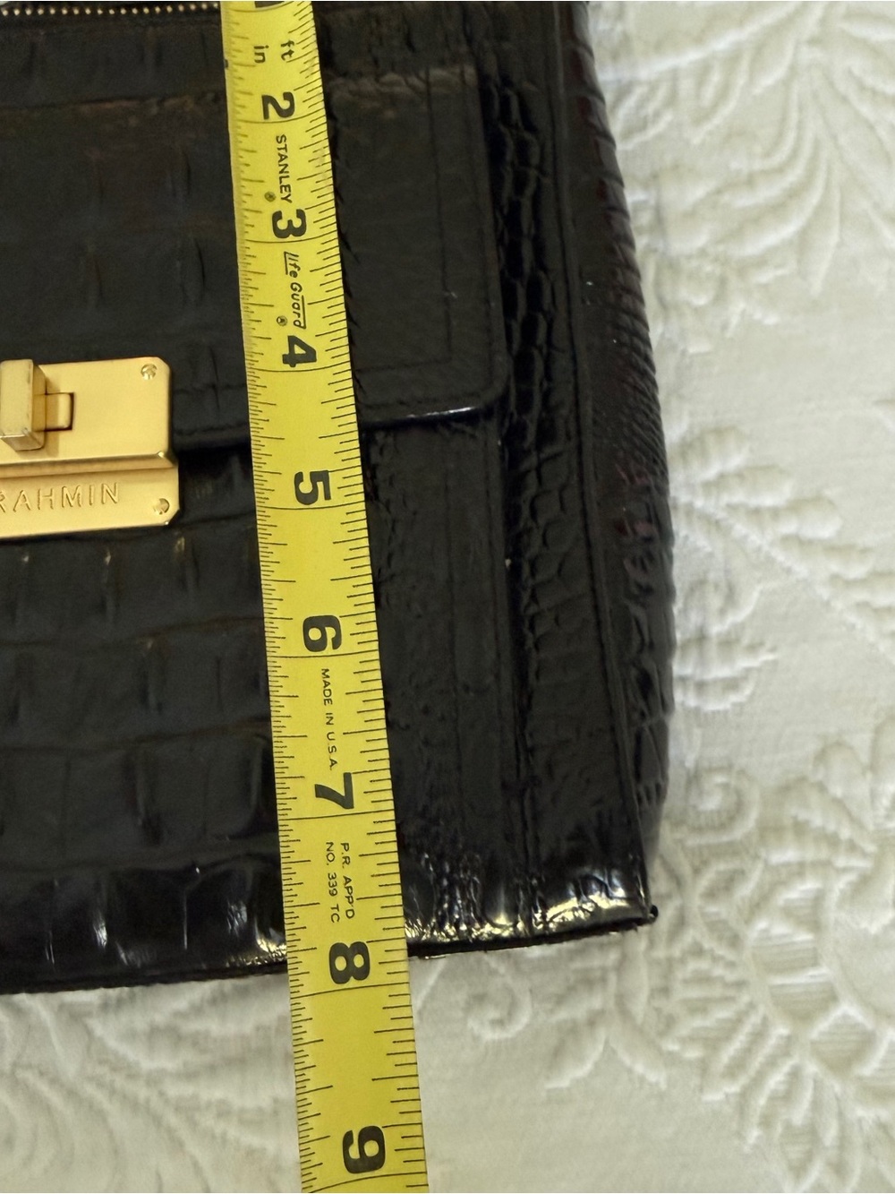 BRAHMIN Black Crossbody Bag with Crocodile Embossed Leather - Picture 8 of 9